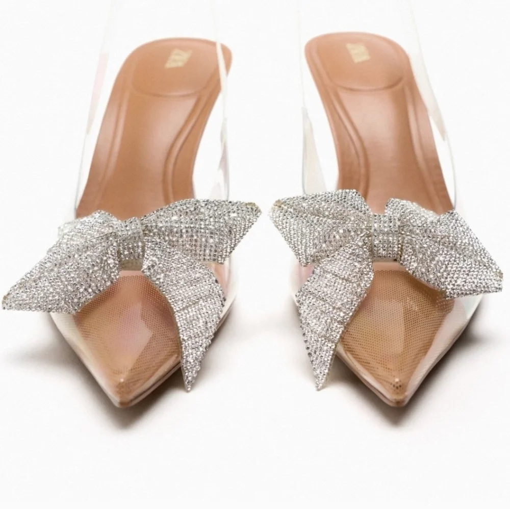 NWT. Zara  Rhinestones Embellished  Slingback High-Heel Shoes. Size 8 - Picture 8 of 8